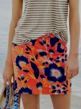 J.Crew Linen-Cotton Floral Mini Skirt - Size 2